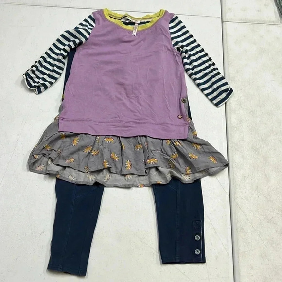 Girls Matilda Jane 435 Purple Striped 3/4 rolled sleeve Tunic & Leggings, 8/10 - Picture 1 of 9